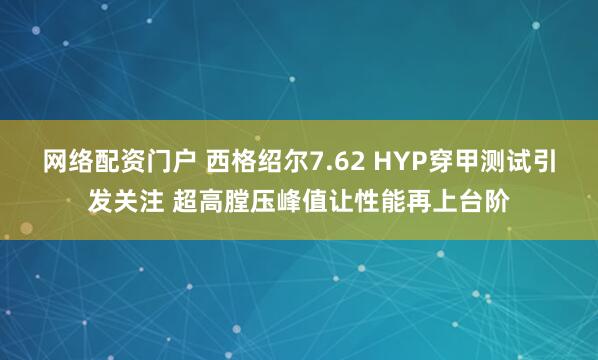 网络配资门户 西格绍尔7.62 HYP穿甲测试引发关注 超高膛压峰值让性能再上台阶